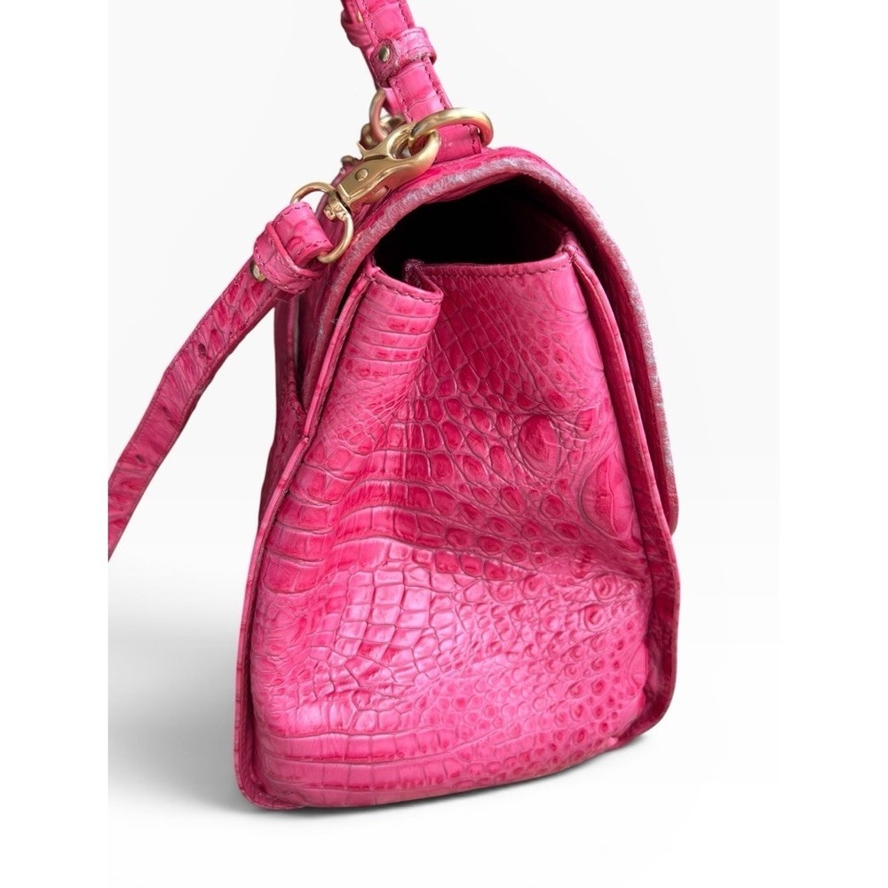 Brahmin Phoebe Taffeta Melbourne Pink Croc Embossed Crossbody Satchel STUNNING - Picture 8 of 16
